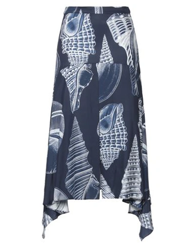 Shop Stella Mccartney Woman Midi Skirt Navy Blue Size 0 Silk