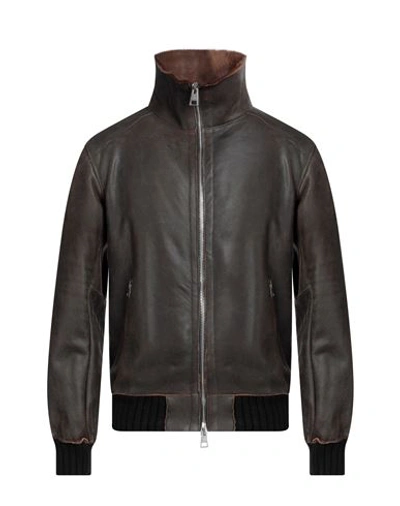 Shop Delan Man Jacket Dark Brown Size 46 Ovine Leather