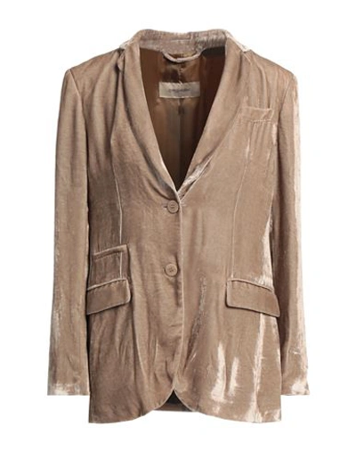 Shop Gentryportofino Woman Blazer Light Brown Size 10 Viscose, Silk In Beige