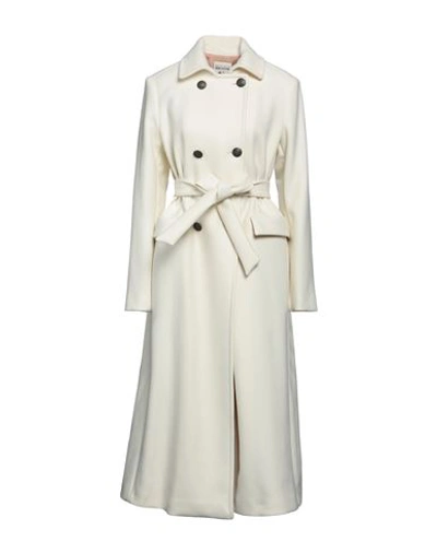 Shop Semicouture Woman Coat Ivory Size 8 Virgin Wool, Polyamide In White