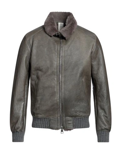Shop Delan Man Jacket Khaki Size 44 Ovine Leather In Beige