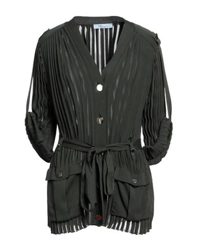 Blumarine Woman Cardigan Military Green Size 8 Cotton In Green