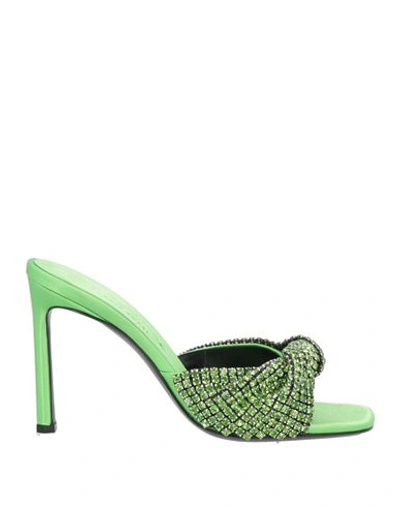Shop Evangelie Smyrniotaki X Sergio Rossi Woman Sandals Light Green Size 10 Textile Fibers, Nickel