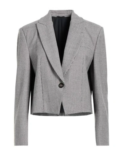 Shop Brunello Cucinelli Woman Blazer Light Grey Size 14 Virgin Wool, Polyamide, Elastane