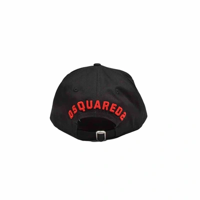 Shop Dsquared2 Red Icon Embroidery Black Hat With Visor