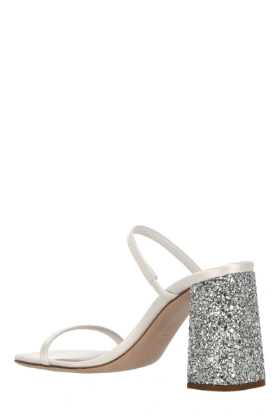 Miu Miu Forma Raso Glitter Slide Sandals In White