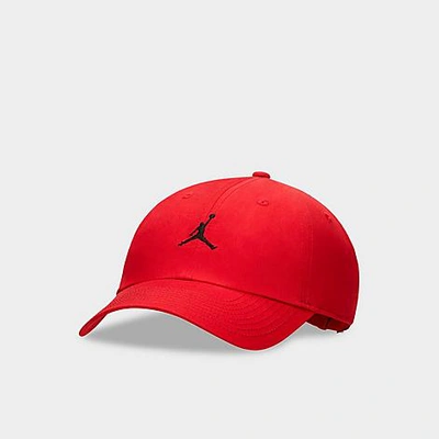 Shop Nike Jordan Club Unstructured Strapback Hat Size Medium/large Cotton/nylon In Gym Red/black
