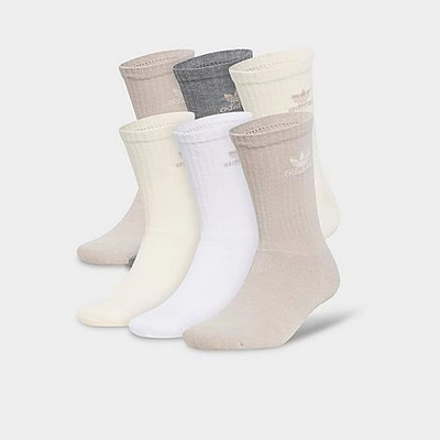 Shop Adidas Originals Trefoil Crew Socks (6-pack) In Wonder White/wonder Beige/white
