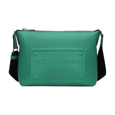 Shop Dolce & Gabbana Calfskin Crossbody Bag With Logo In Emerald_1