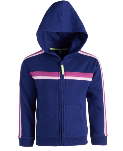 Shop Id Ideology Big Girls Colorblocked Fleece Long-sleeved Hoodie Zip-up Sweatshirt, Created For Macy's In Tartan Blue