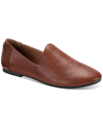 Shop Style & Co Adoraa Silp-on Flats, Created For Macy's In Cognac Smooth