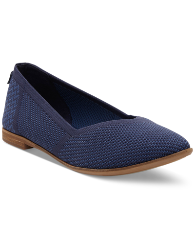 Shop Toms Women's Jutti Neat Classic Almond Toe Flats In Navy Repreve Engineered Knit