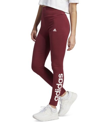 Adidas Originals Adidas Women's Linear-logo Full Length Leggings, Xs-4x In  Shadow Red/white
