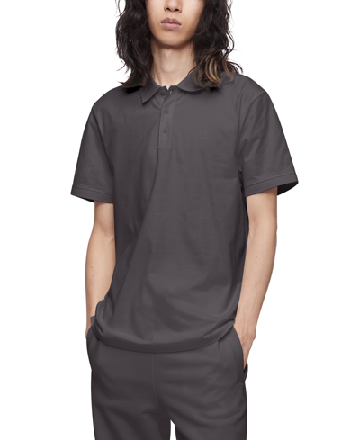 Shop Calvin Klein Men's Regular-fit Smooth Cotton Monogram Logo Polo Shirt In Forged Iron
