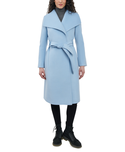 Shop Anne Klein Women's Cashmere Blend Belted Wrap Coat In Glacial Blue