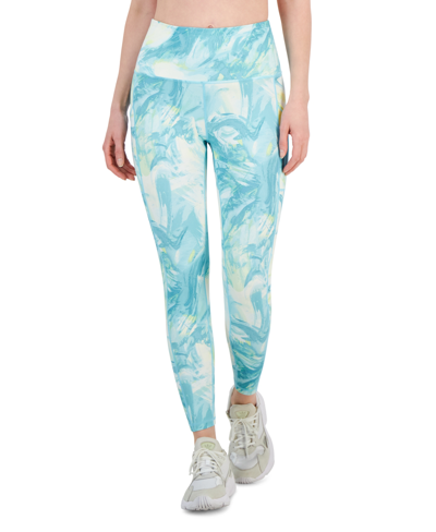 Shop Id Ideology Women's Compression Printed Side-pocket 7/8 Leggings, Created For Macy's In Sea Shore