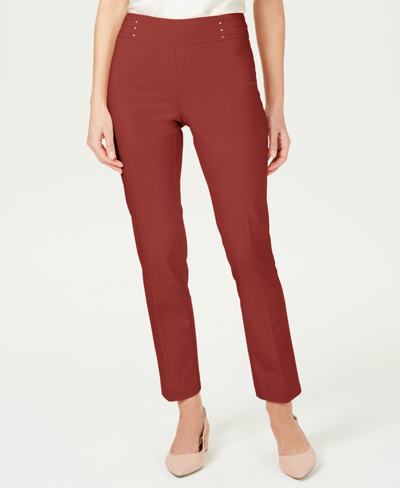 Jm Collection Studded Pull-on Tummy Control Pants, Regular And Short  Lengths, Created For Macy's In Rusty Red