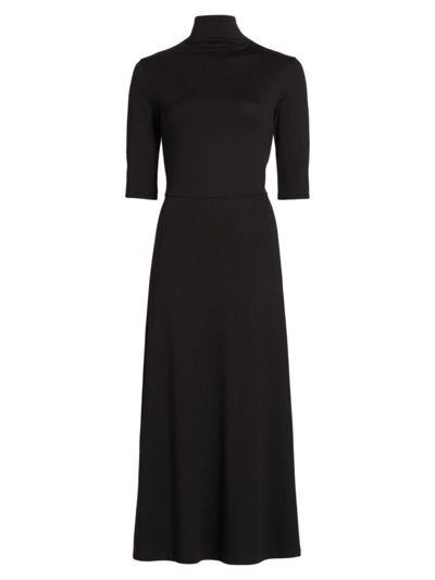 Shop Vince Women's Turtleneck Knit Midi-dress In Black