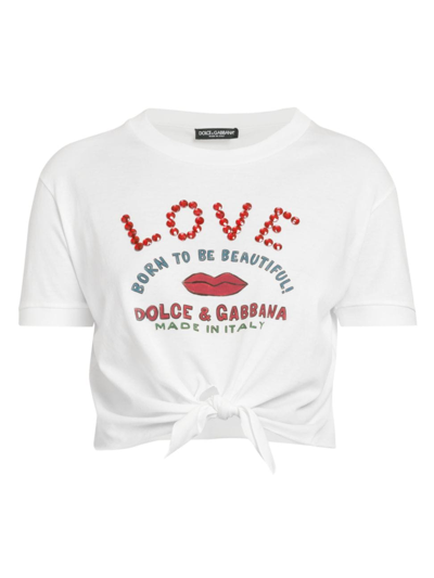Shop Dolce & Gabbana Women's Carretto Love Graphic Cropped T-shirt In Ottico