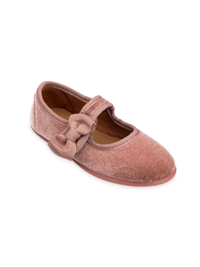 Shop Elephantito Baby Girl's & Little Girl's Velvet Bow Mary Janes In Suede Pink