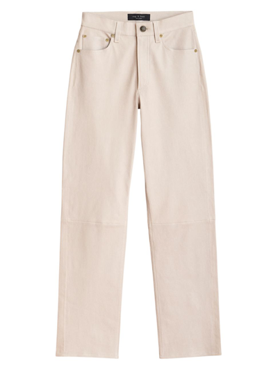 Shop Rag & Bone Women's Harlow Mid-rise Straight-leg Leather Pants In Stan