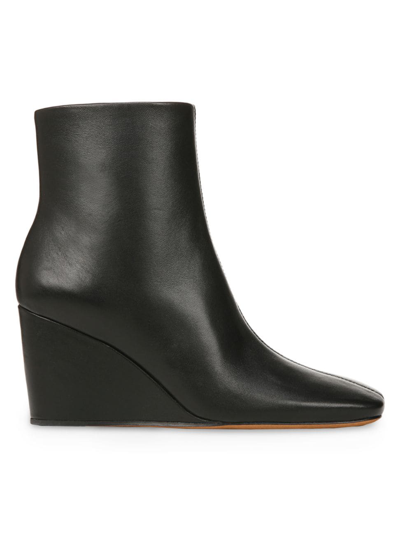 Shop Vince Women's Andy Leather Wedge Booties In Black