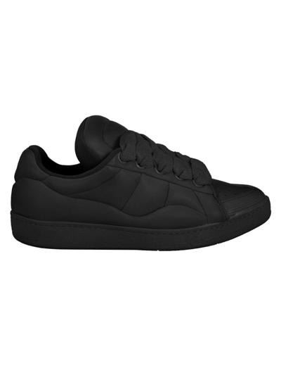 Shop Lanvin Men's Curb Low-top Sneakers In Black