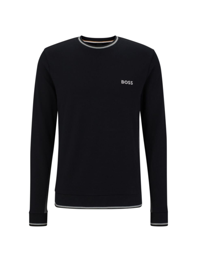 Shop Hugo Boss Men's Cotton-blend Loungewear Sweatshirt With Embroidered Logo In Black