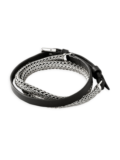 Shop John Hardy Women's Chain Classic Sterling Silver & Leather Triple Wrap Bracelet