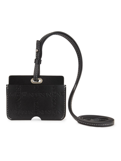Shop Jw Anderson Women's Logo-embossed Leather Cardholder In Black