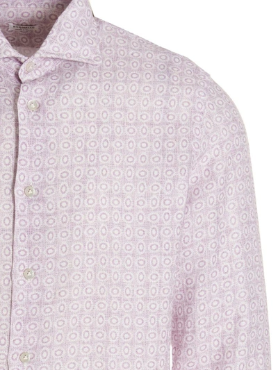 Shop Borriello Printed Linen Shirt In Purple