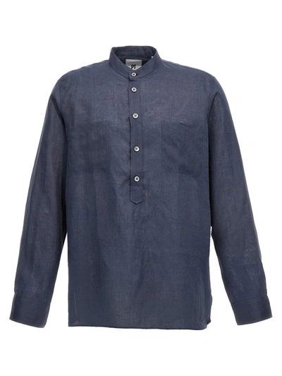 Shop Pt Torino Linen Shirt In Blue