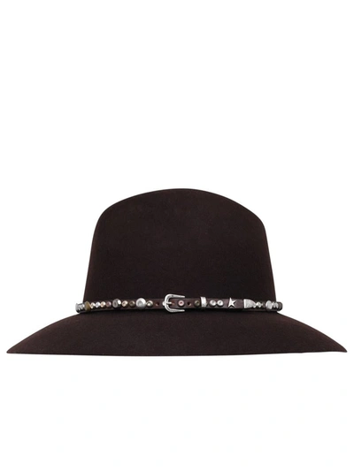 Shop Golden Goose Wool Fedora Hat In Brown