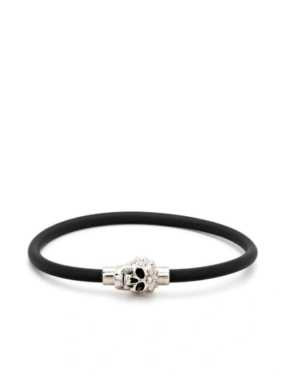 Shop Alexander Mcqueen Skull Rubber Bracelet In Black