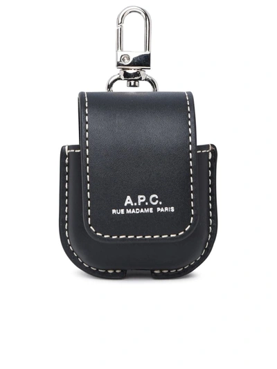 Shop Apc A.p.c. Leather Airpod Case In Black