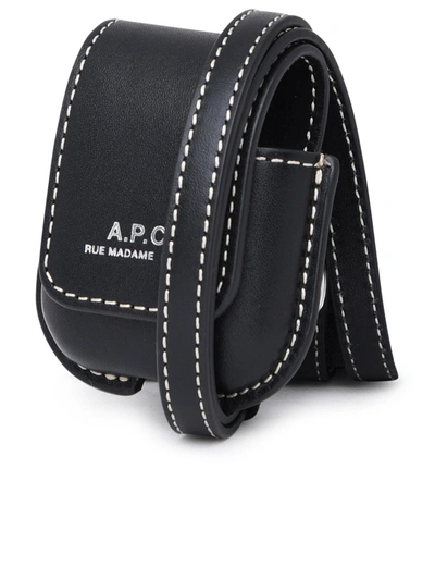 Shop Apc A.p.c. Leather Airpod Case In Black
