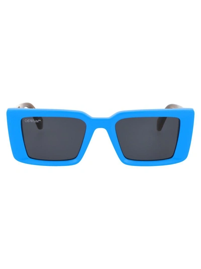 Shop Off-white Sunglasses In 4507 Blue Dark Grey