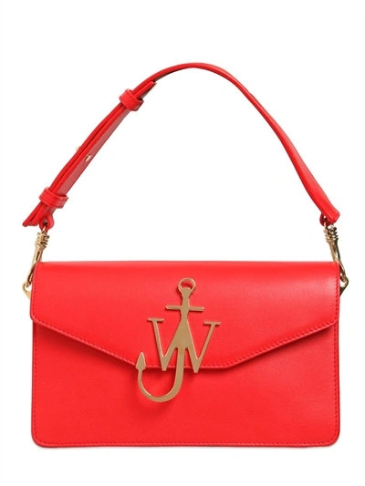 Shop Jw Anderson Jw Logo Leather Shoulder Bag, Red