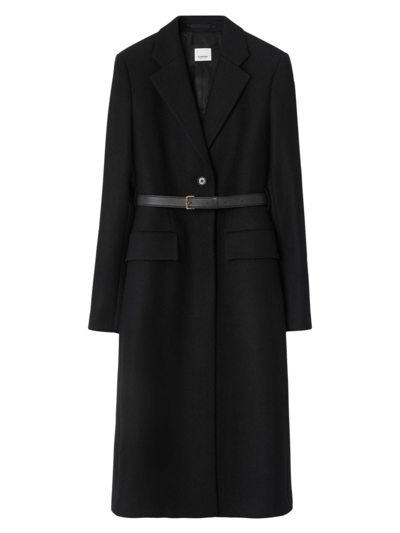 Shop Burberry Women's Fallodon Long Belted Coat In Black