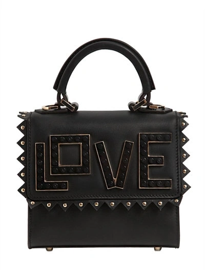 Shop Les Petits Joueurs Micro Alex Love Leather Top Handle Bag, Black