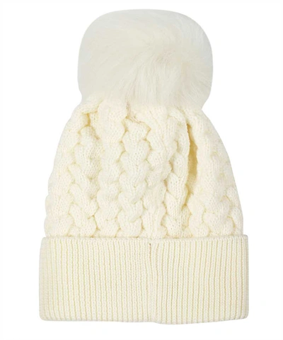 Shop Parajumpers Knitted Beanie With Pom-pom In Panna