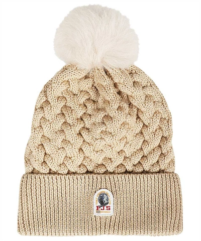 Shop Parajumpers Knitted Beanie With Pom-pom In Camel