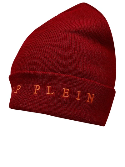 Shop Philipp Plein Wool Blend Red Beanie
