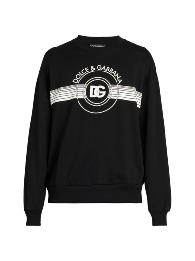 Shop Dolce & Gabbana Men's Re-edition Logo Crewneck Sweatshirt In Nero