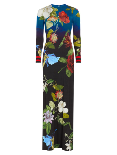 Shop Alice And Olivia Women's Delora Floral Open Back Maxi Dress In Lunch Date