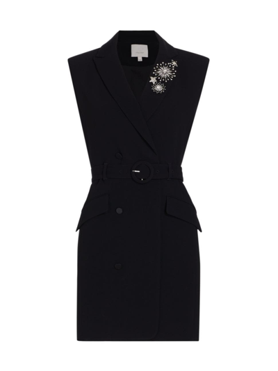 Shop Cinq À Sept Women's Kaz Belted Double-breasted Crepe Blazer Dress In Black