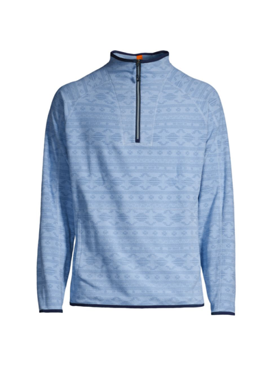 Shop Peter Millar Men's Crown Sport Thermal Flow Micro Fleece Half-zip Sweater In Lakeside