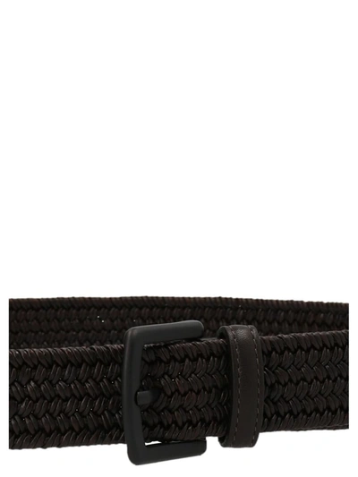 Shop Andrea D'amico Braided Leather Belt In Brown