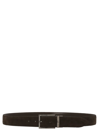 Shop Andrea D'amico Reversible Suede Leather Belt In Brown