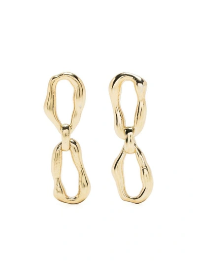 Shop Forte Forte Forte_forte Sculptural Earrings With Chain Detail In Gold